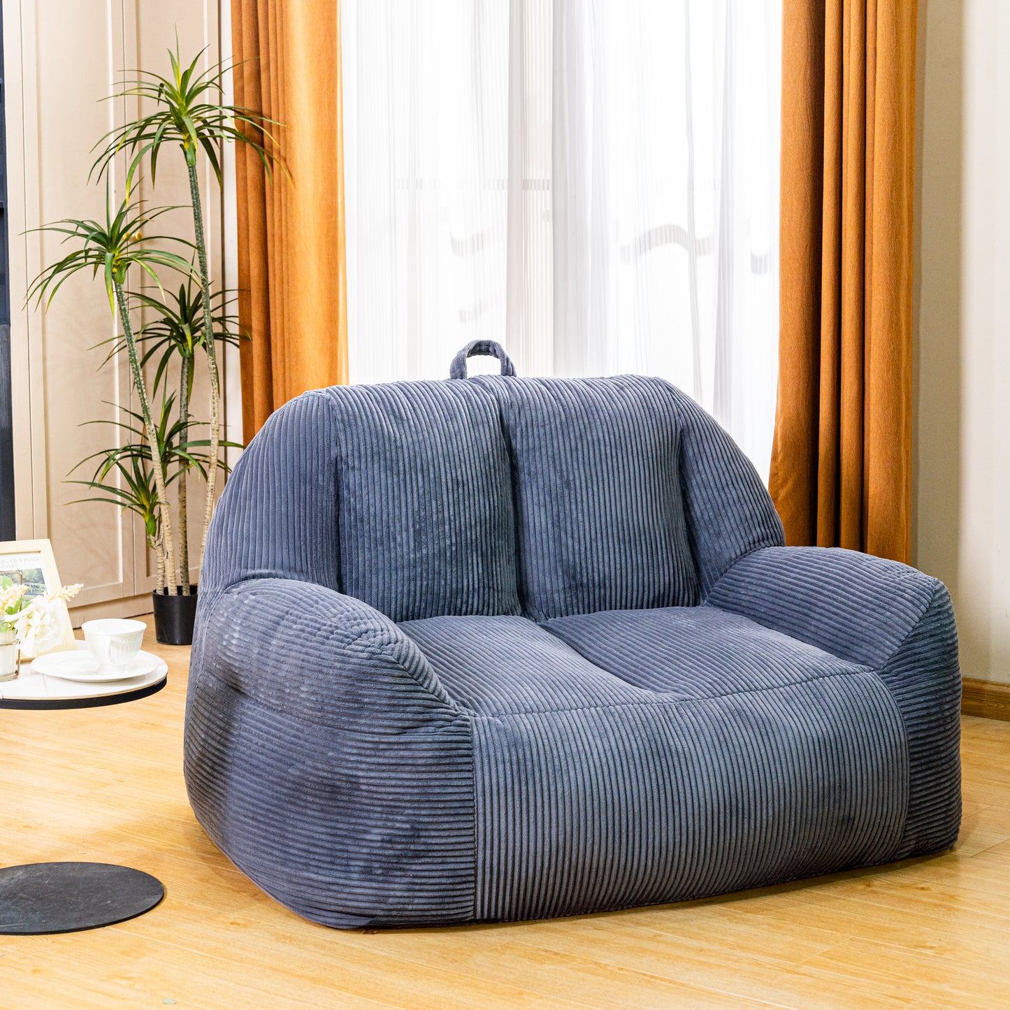 Stmoze Bean Bag Chair, Faux Fur Bean Bag Chair for Adults, Fluffy and Comfy Bean Bag Chair with Filler, Big Bean Bag Sofa Chair for Reading, Gaming, Stuffed High-Density Foam, Grey