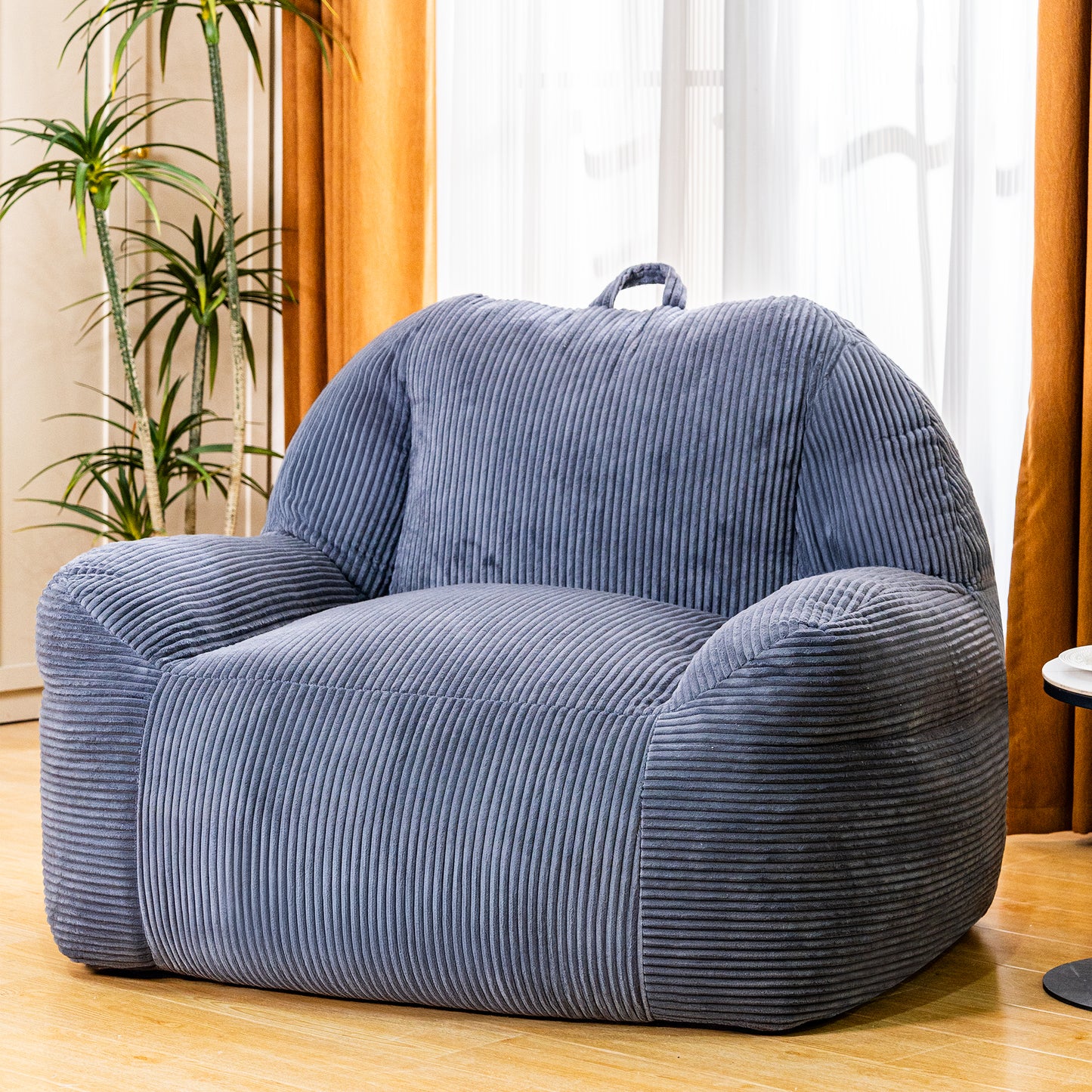 Stmoze Bean Bag Chair, Faux Fur Bean Bag Chair for Adults, Fluffy and Comfy Bean Bag Chair with Filler, Big Bean Bag Sofa Chair for Reading, Gaming, Stuffed High-Density Foam, Grey