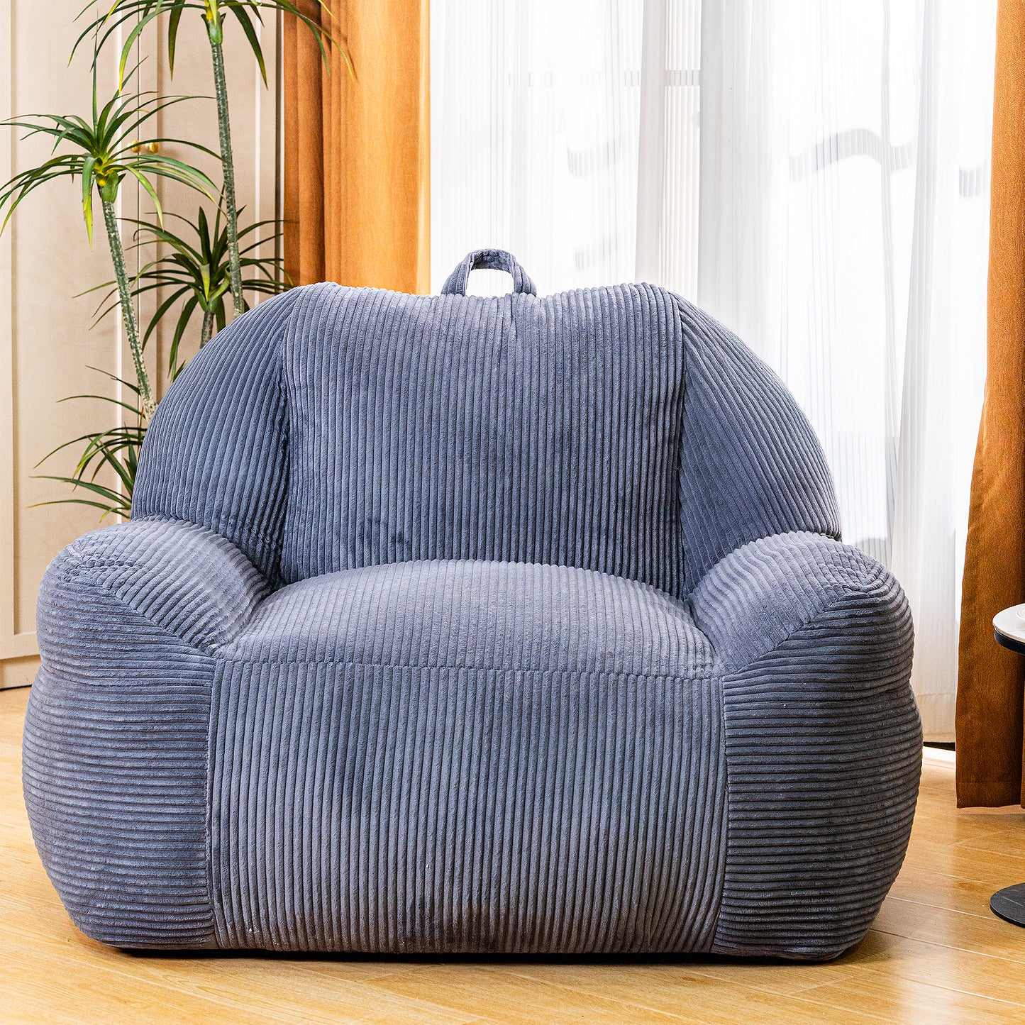 Stmoze Bean Bag Chair, Faux Fur Bean Bag Chair for Adults, Fluffy and Comfy Bean Bag Chair with Filler, Big Bean Bag Sofa Chair for Reading, Gaming, Stuffed High-Density Foam, Grey