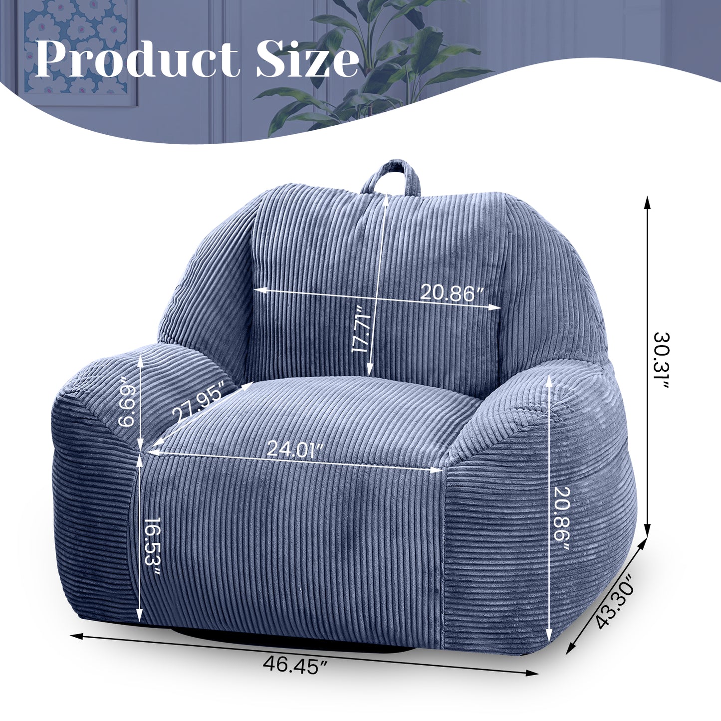 Stmoze Bean Bag Chair, Faux Fur Bean Bag Chair for Adults, Fluffy and Comfy Bean Bag Chair with Filler, Big Bean Bag Sofa Chair for Reading, Gaming, Stuffed High-Density Foam, Grey