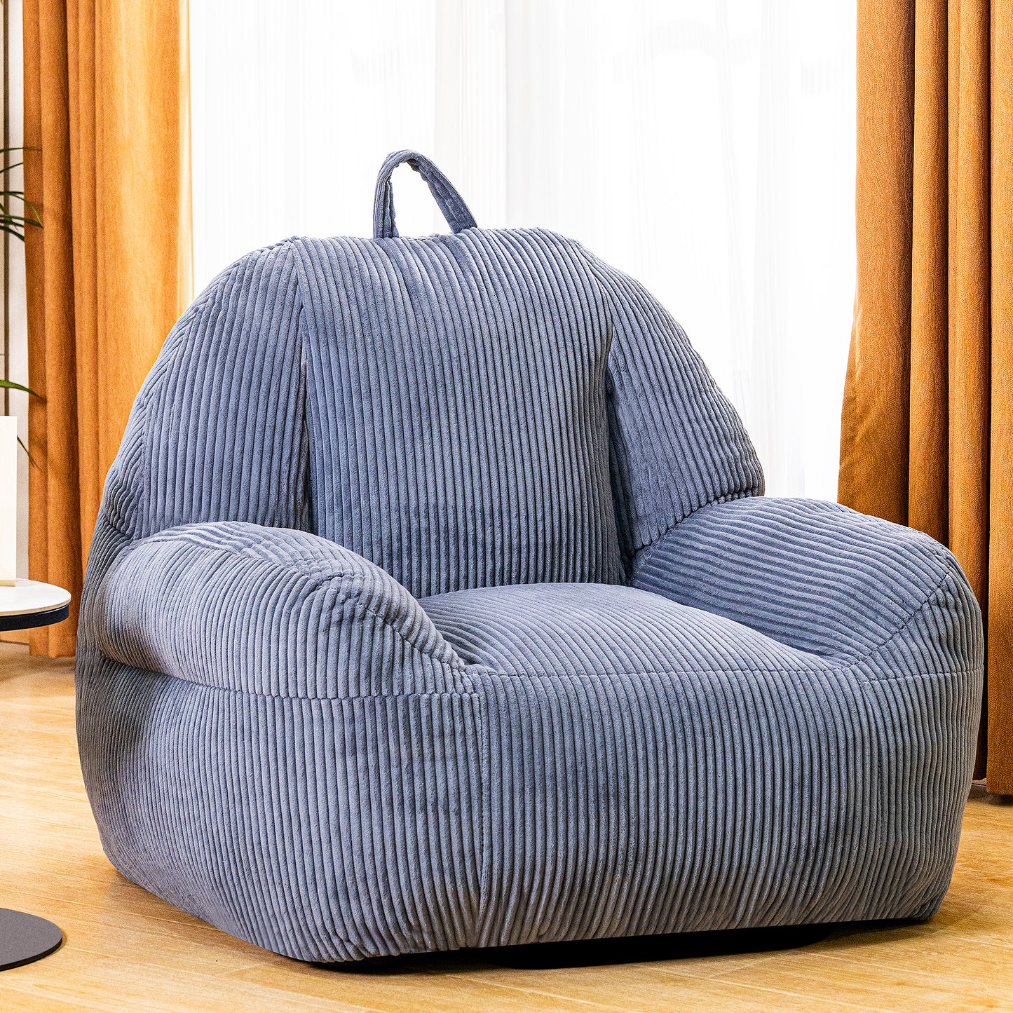 Stmoze Bean Bag Chair, Faux Fur Bean Bag Chair for Adults, Fluffy and Comfy Bean Bag Chair with Filler, Big Bean Bag Sofa Chair for Reading, Gaming, Stuffed High-Density Foam, Grey