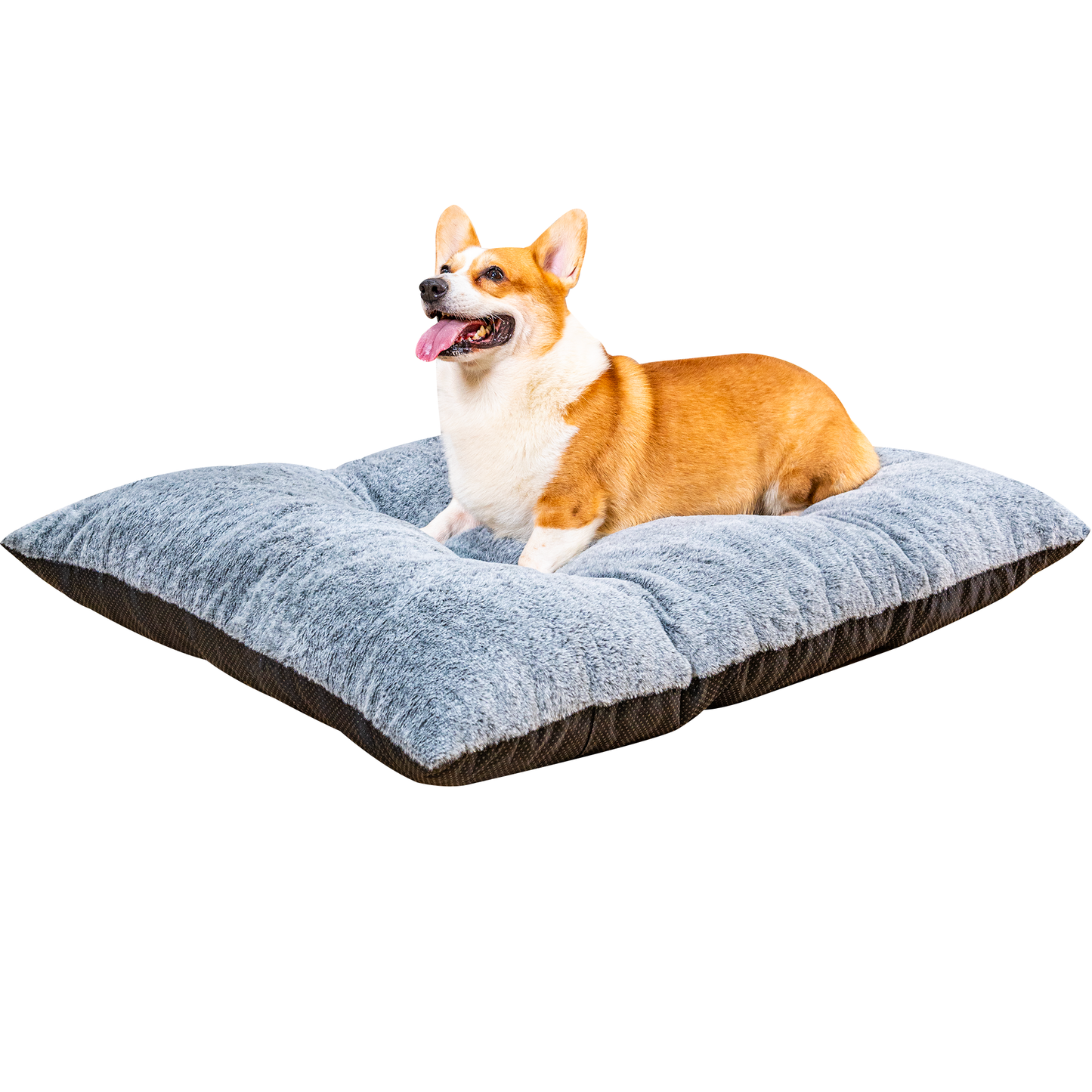 Stmoze Deluxe Dog Ded for Large and Medium Dog, Soft Faux Fur Fabic Dog Crate Mat with High Density Foam, Dog Mattress with Anti-Slip Bottom, Grey