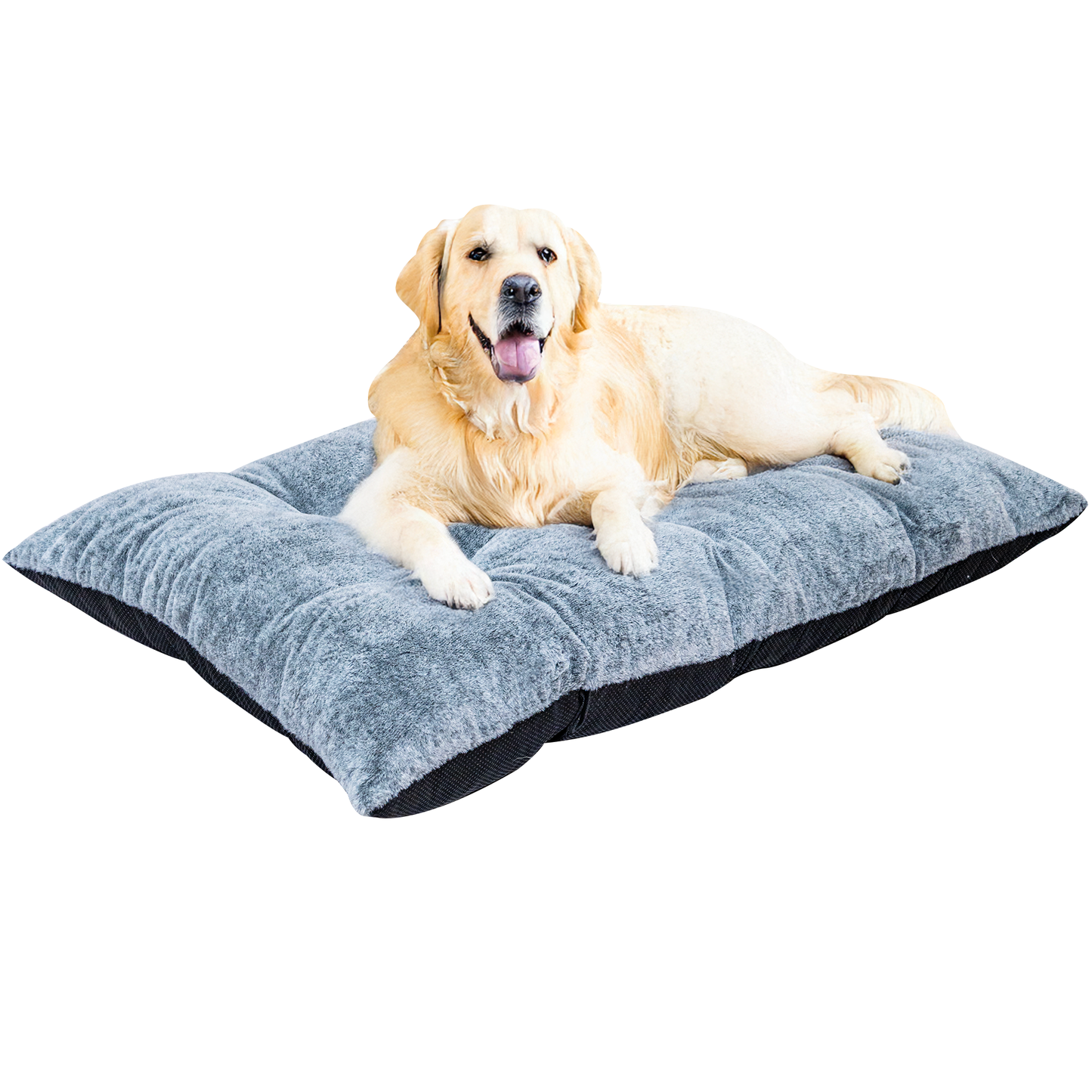 Stmoze Deluxe Dog Ded for Large and Medium Dog, Soft Faux Fur Fabic Dog Crate Mat with High Density Foam, Dog Mattress with Anti-Slip Bottom, Grey