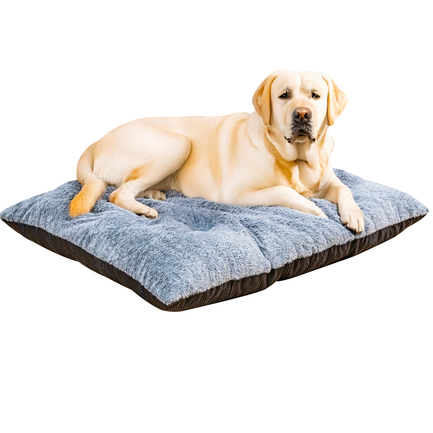 Stmoze Deluxe Dog Ded for Large and Medium Dog, Soft Faux Fur Fabic Dog Crate Mat with High Density Foam, Dog Mattress with Anti-Slip Bottom, Grey