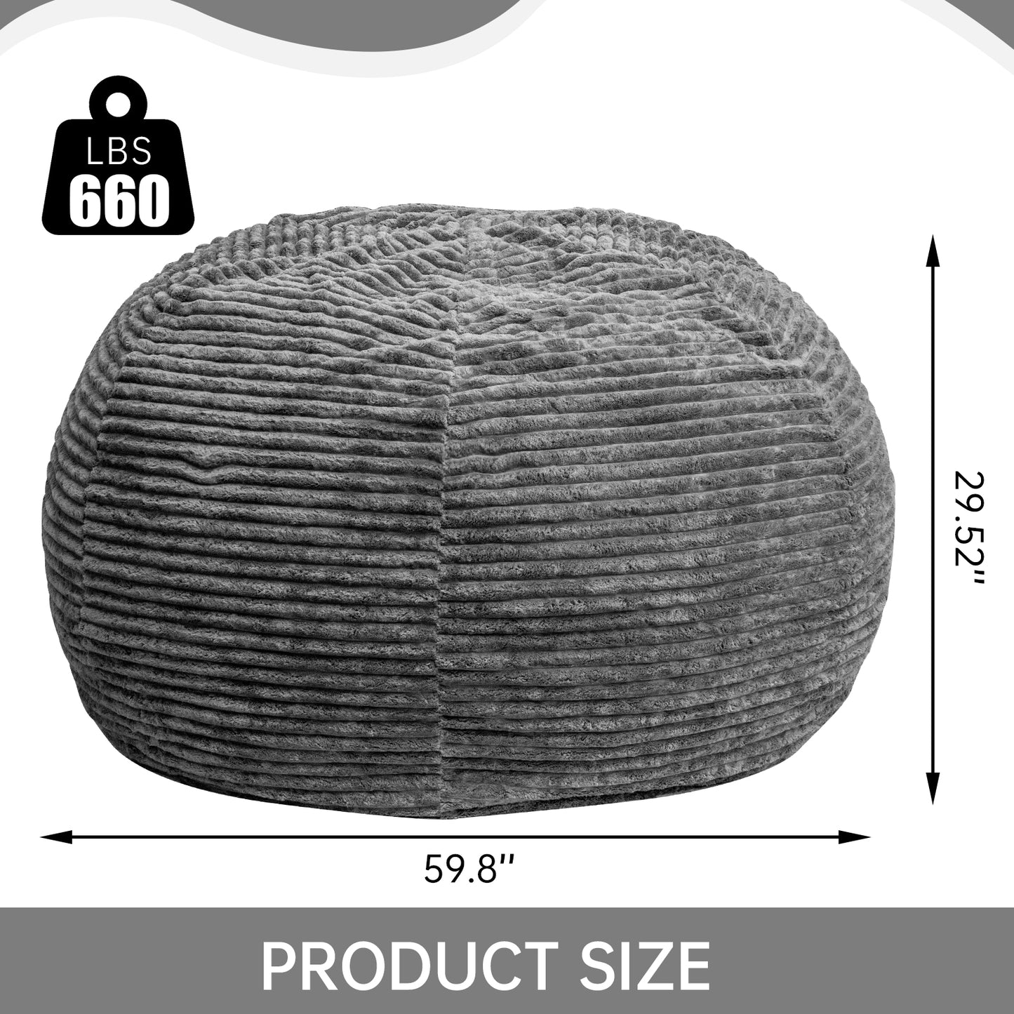 Stmoze Large Bean Bag Chair for Adults, 6FT Giant Beanbag Chairs with Memory Foam Filled,Ultra Soft Lazy Sofa for Living Room Bedroom,Grey