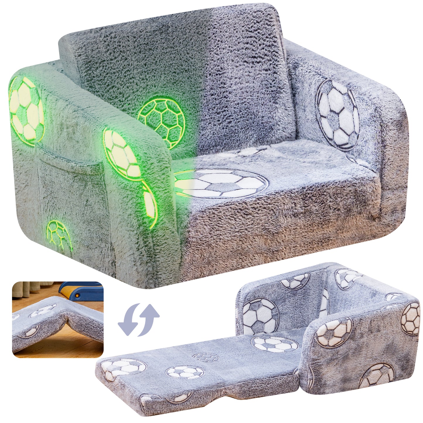 Stmoze Modular Play Couch - Glow in the Dark Play Couch for Kids, Soft & Comfy, Adjustable Backrest, Suitable for Ages 3+ Years kid foam couch
