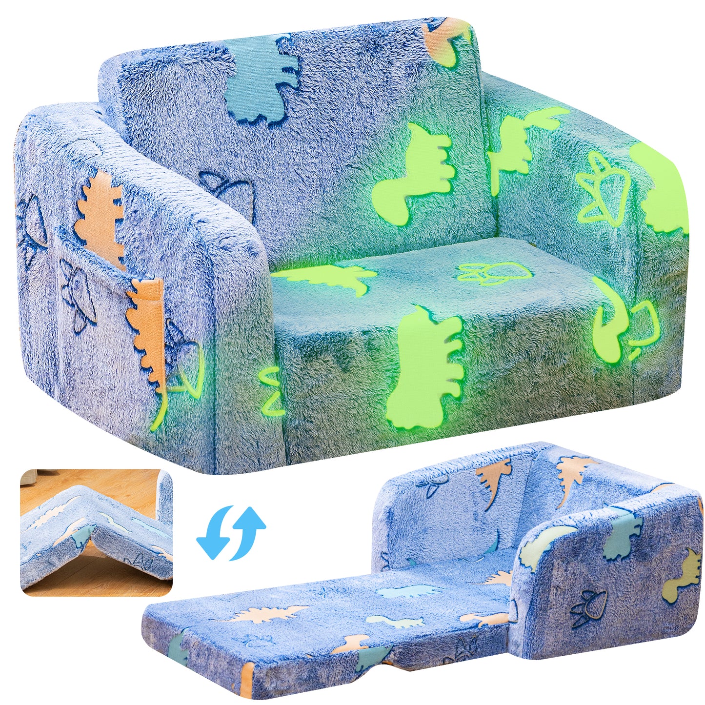 Stmoze Modular Play Couch - Glow in the Dark Play Couch for Kids, Soft & Comfy, Adjustable Backrest, Suitable for Ages 3+ Years kid foam couch
