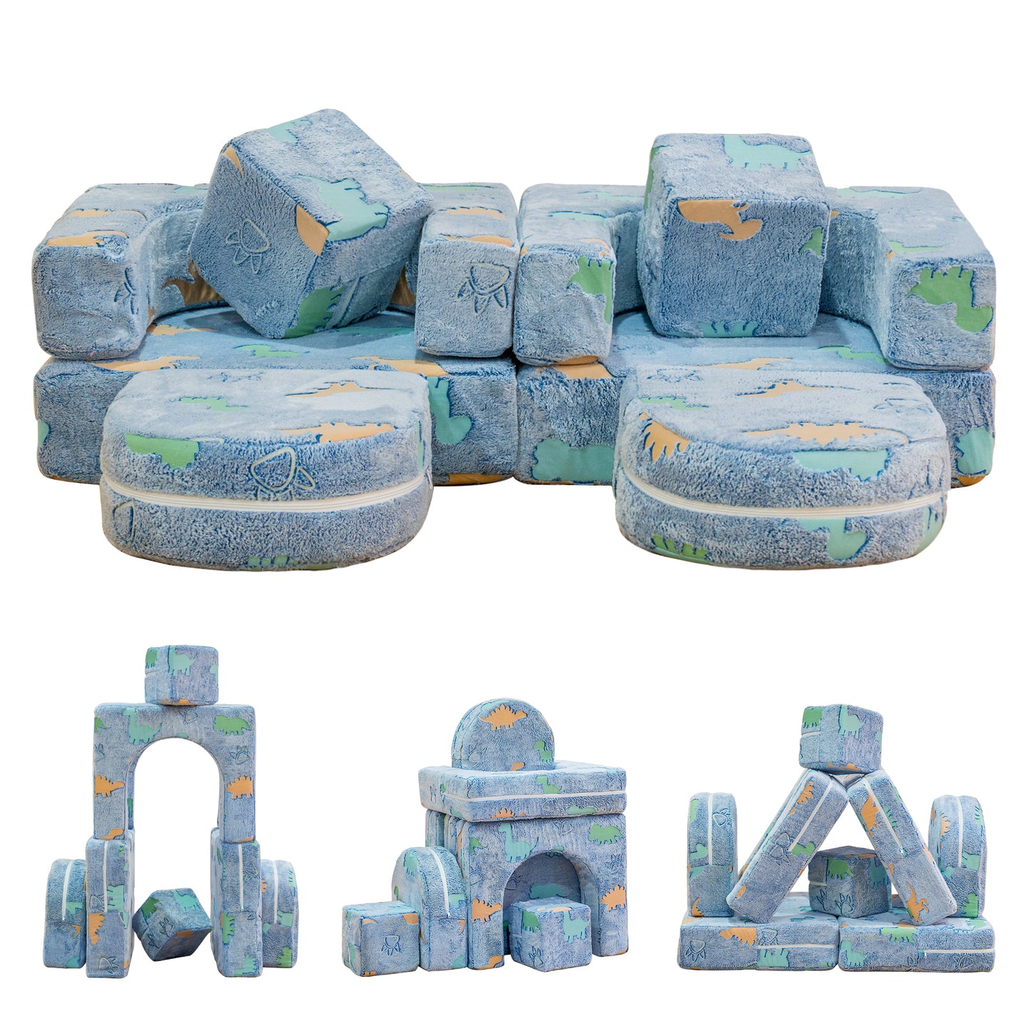 Stmoze Modular Kids Play Couch, Kids Couch for Playroom Bedroom, Kids Couch Glow in The Dark, 5 Seconds Instant Expansion