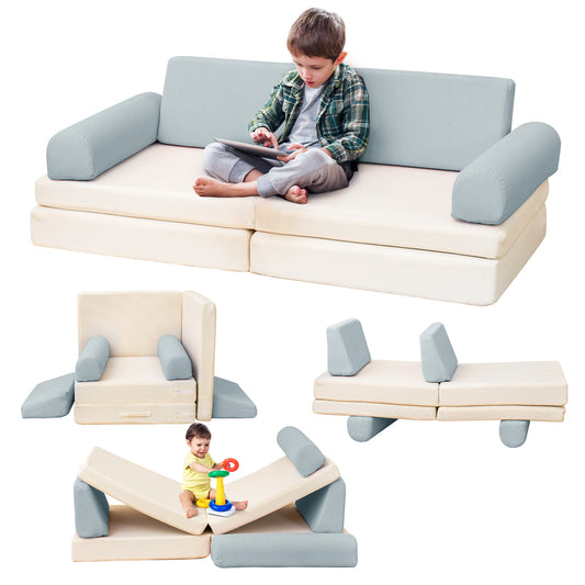 Stmoze Modular Kids Play Couch, Kids Couch for Playroom, Kids Sofa Couch, 5 Seconds Instant Expansion, Corduroy Fabric