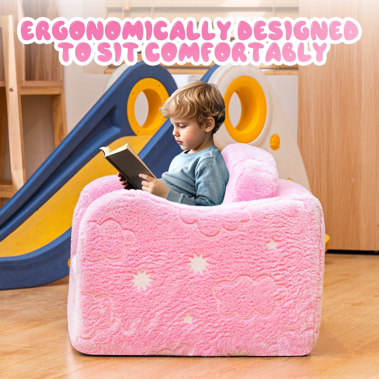 Stmoze Modular Play Couch for Kids 3+ Years Old, Glow in The Dark Play Couch, Fold Out Couch for Kids, Convertible Kids Fold Out Play Foam and Floor Cushion for Bedroom and Playroom