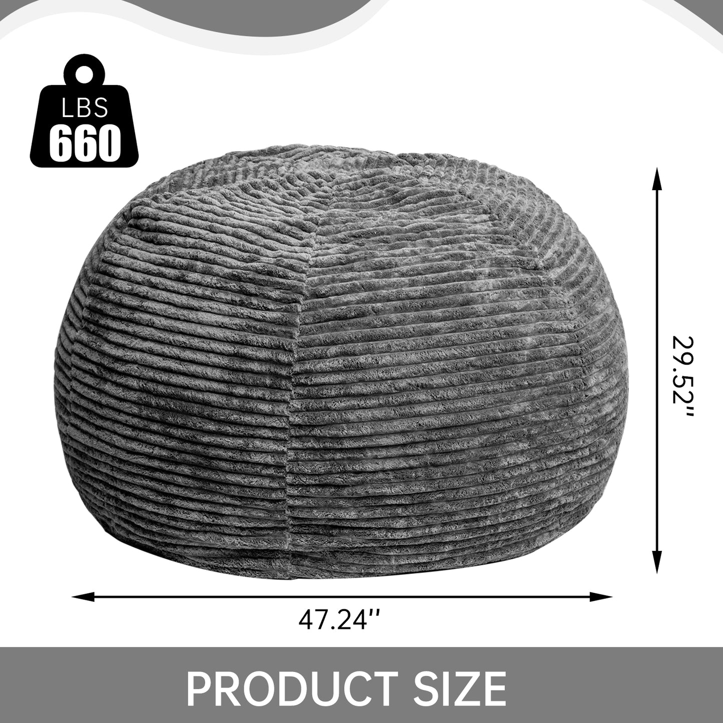 Stmoze Large Bean Bag Chair for Adults, 6FT Giant Beanbag Chairs with Memory Foam Filled,Ultra Soft Lazy Sofa for Living Room Bedroom,Grey