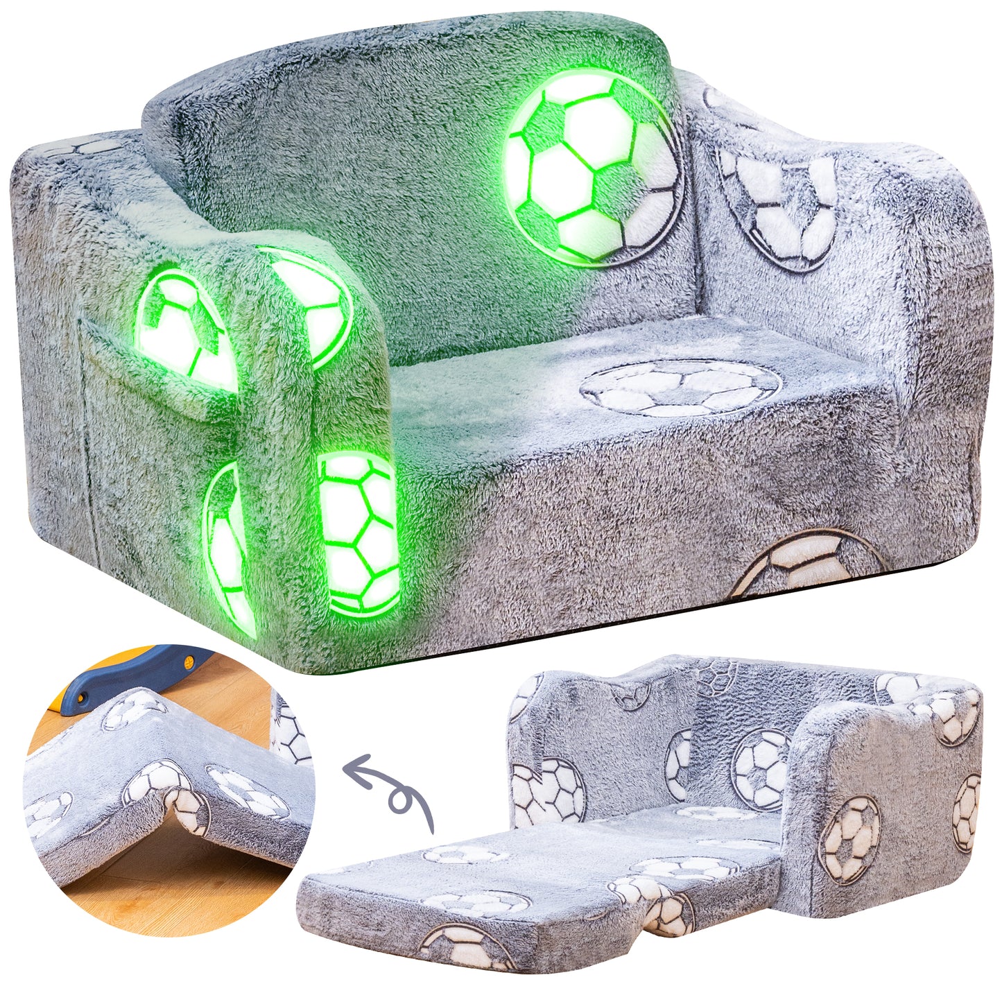 Stmoze Modular Play Couch for Kids 3+ Years Old, Glow in The Dark Play Couch, Fold Out Couch for Kids, Convertible Kids Fold Out Play Foam and Floor Cushion for Bedroom and Playroom